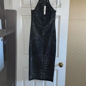 Sheer black silver studded midi dress